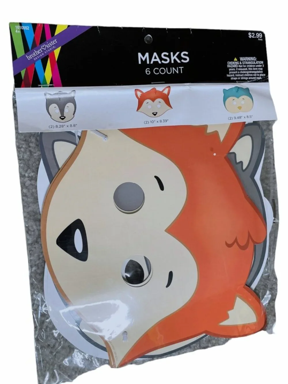 Woodland Animal Paper Masks 6 Count New